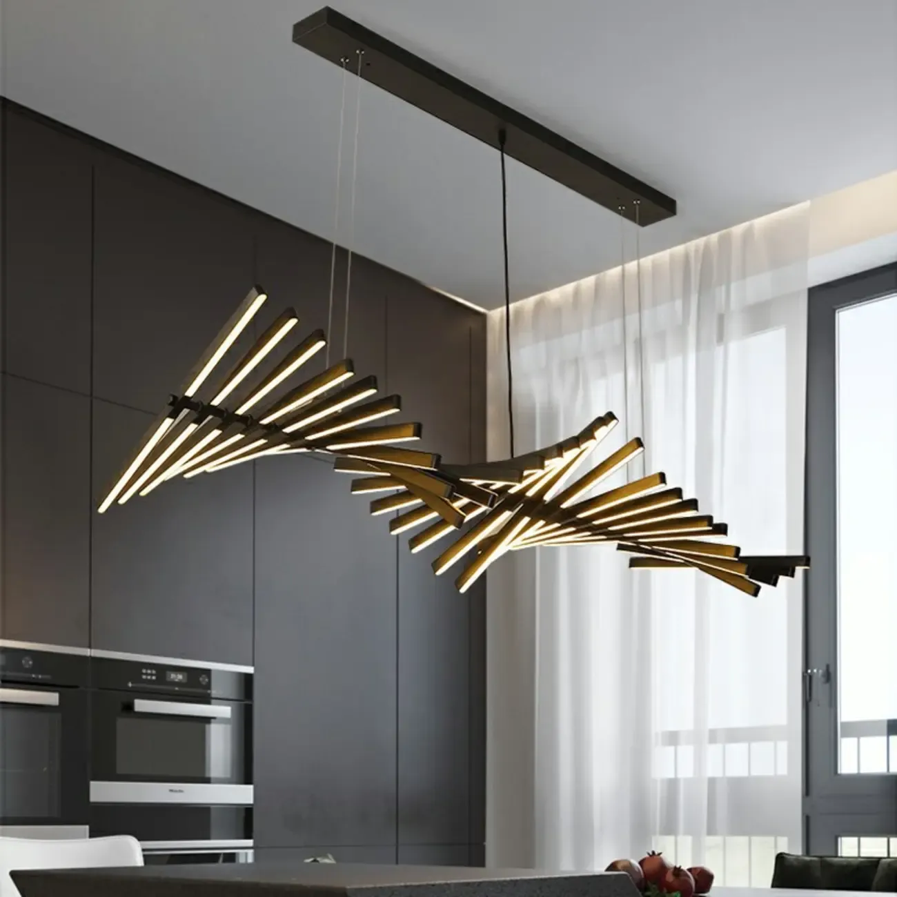 Geometric Linear Island Light with Remote Control Stepless Dimming Image - 3