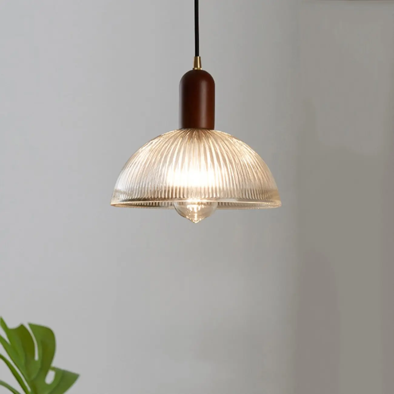 Modern Stripe Glass Bowl Pendant Light for Living Room Image - 8 | homeyfad