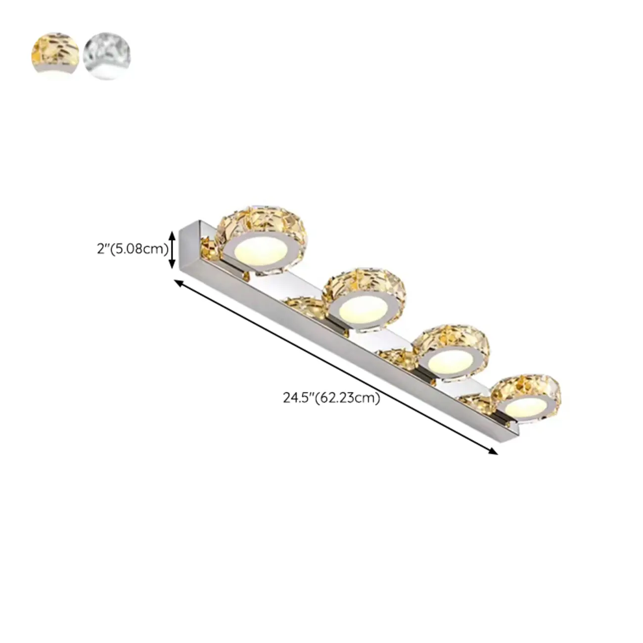Contemporary Stylish Crystal Silver Vanity Light #size