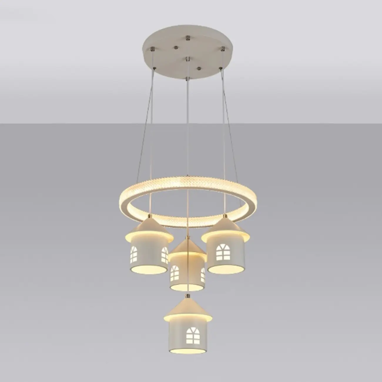 Modern 4-Light LED Chandelier with Unique House Design  Image - 5 | homeyfad