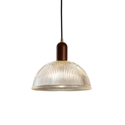 Modern Stripe Glass Bowl Pendant Light for Living Room Image - 9