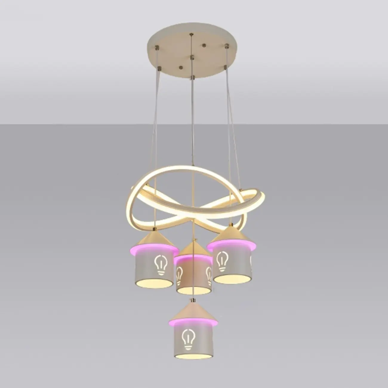 Modern 4-Light LED Chandelier with Unique House Design  Image - 6 | homeyfad