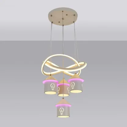 Modern 4-Light LED Chandelier with Unique House Design  Image - 6