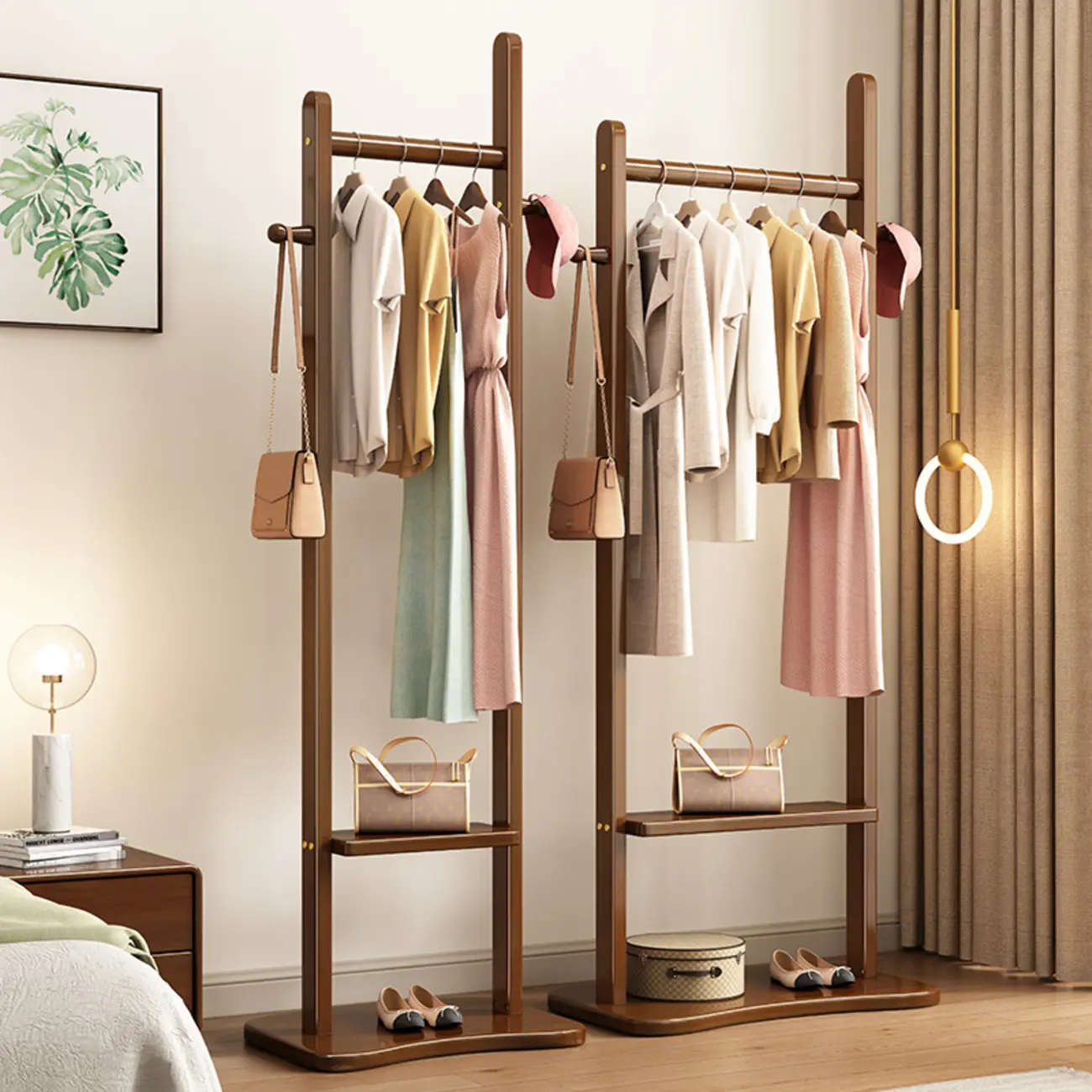 Scandinavian Wooden Coat Rack with Shelves & Stand Image - 1 | homeyfad