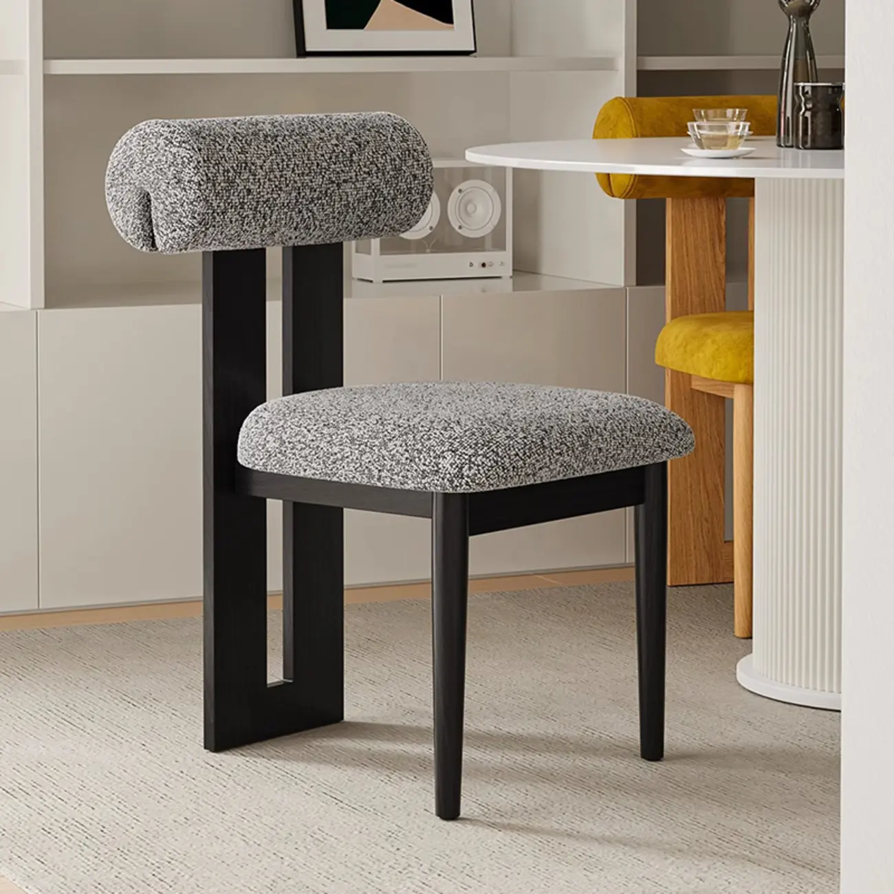 Scandinavian Faux Leather Upholstered Slat Back Dining Chair Image - 5 | homeyfad
