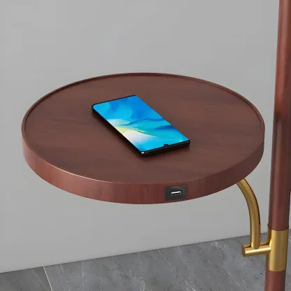 Oriental LED Floor Lamp with Attached End Table for Bedroom Image - 9
