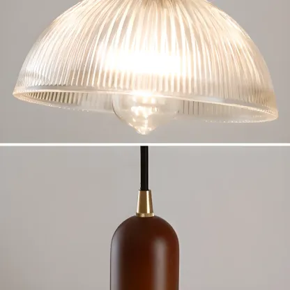 Modern Stripe Glass Bowl Pendant Light for Living Room Image - 10