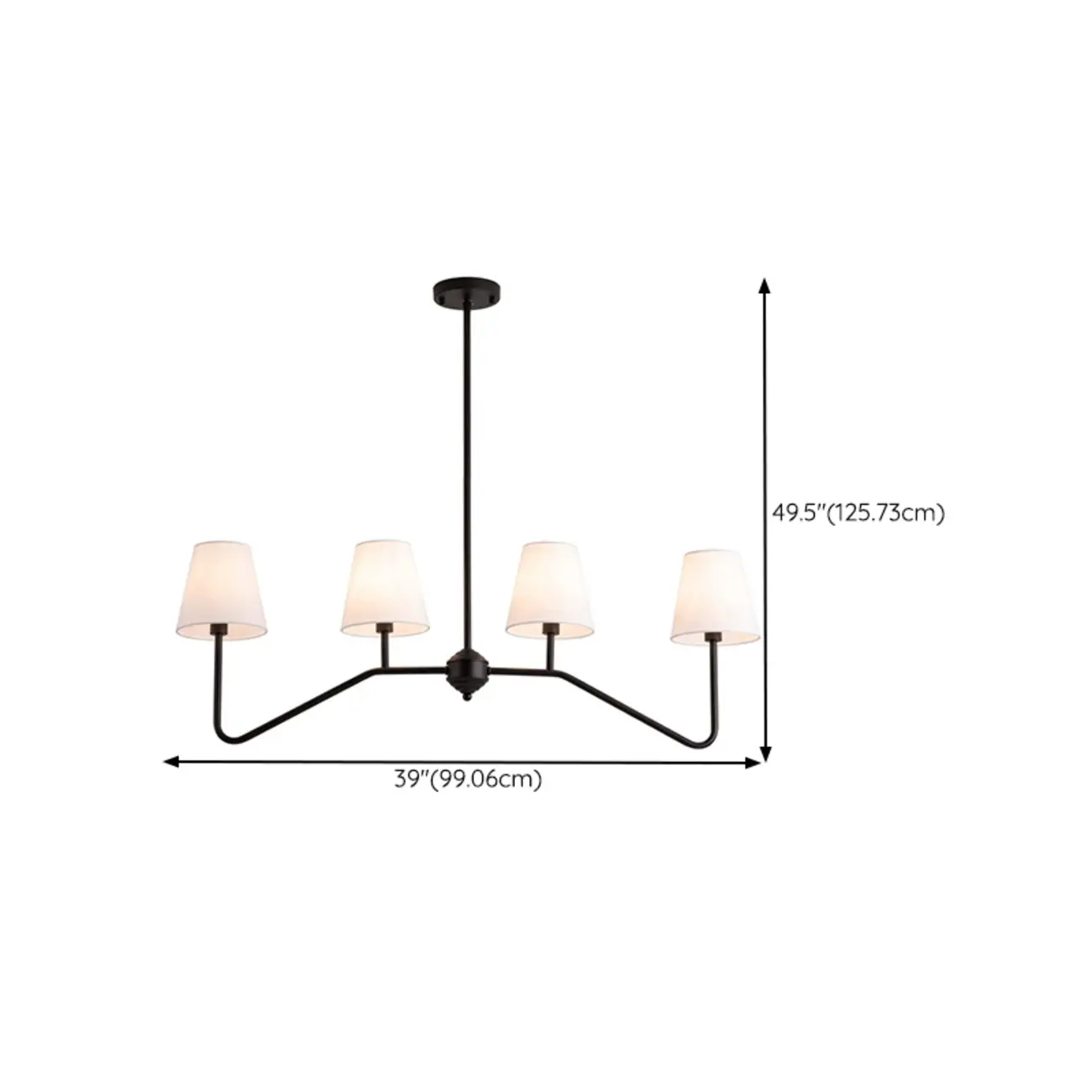 Black Metal Island Pendant Light with 4 Lights in Fabric Cylinder Shape #size | homeyfad