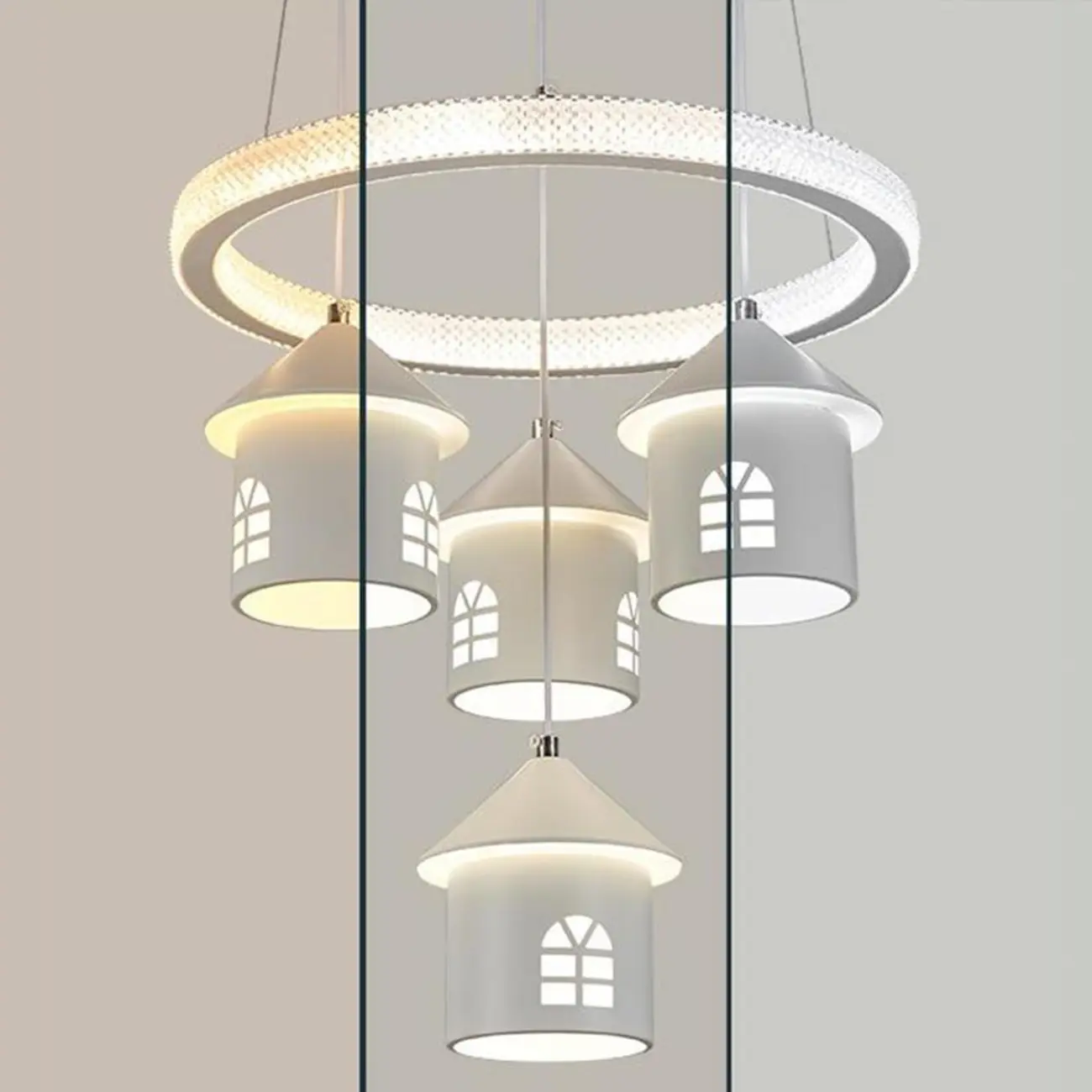 Modern 4-Light LED Chandelier with Unique House Design  Image - 8 | homeyfad