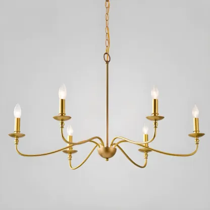 Vintage metal Candelabra Chandelier with adaptive height  Image - 14