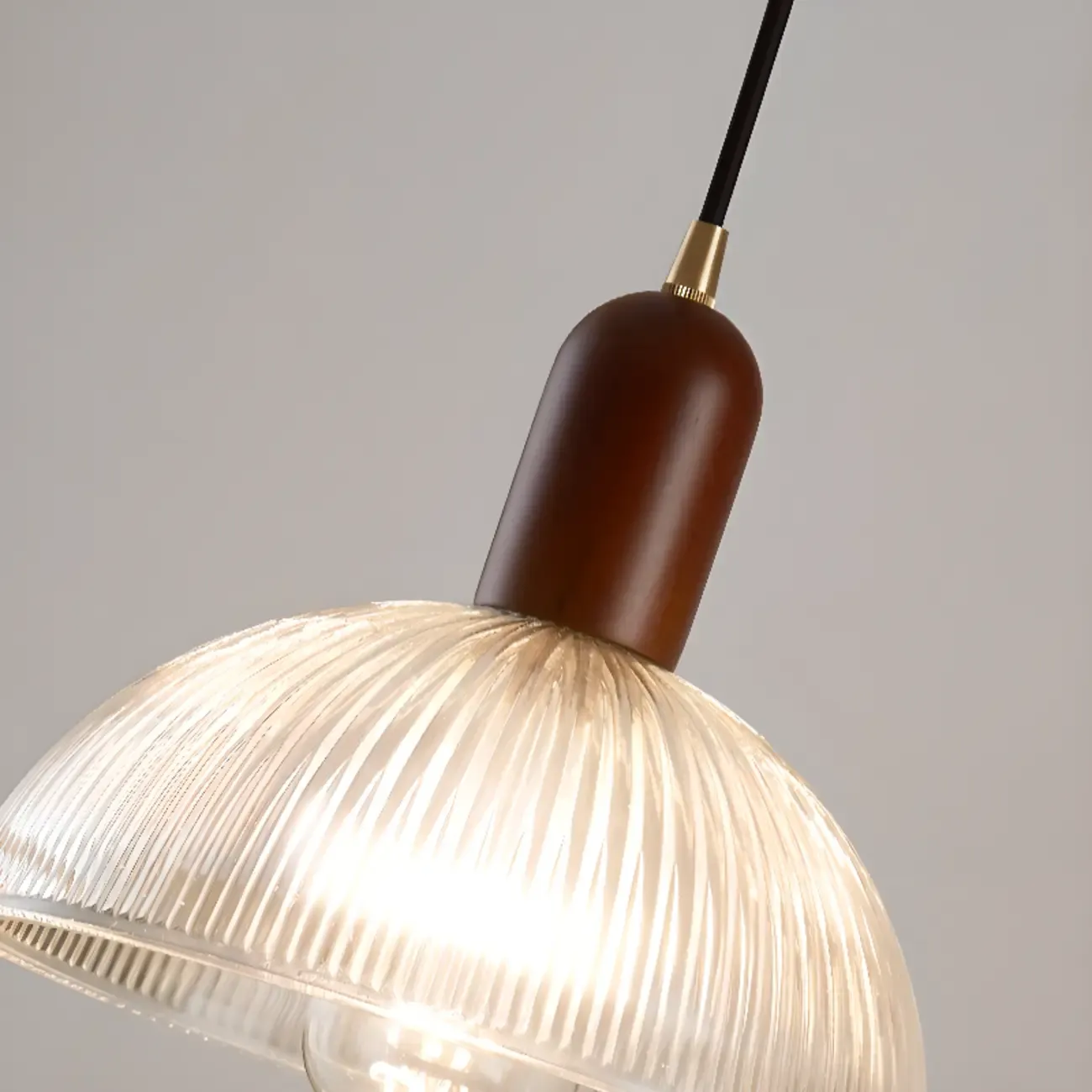 Modern Stripe Glass Bowl Pendant Light for Living Room Image - 11