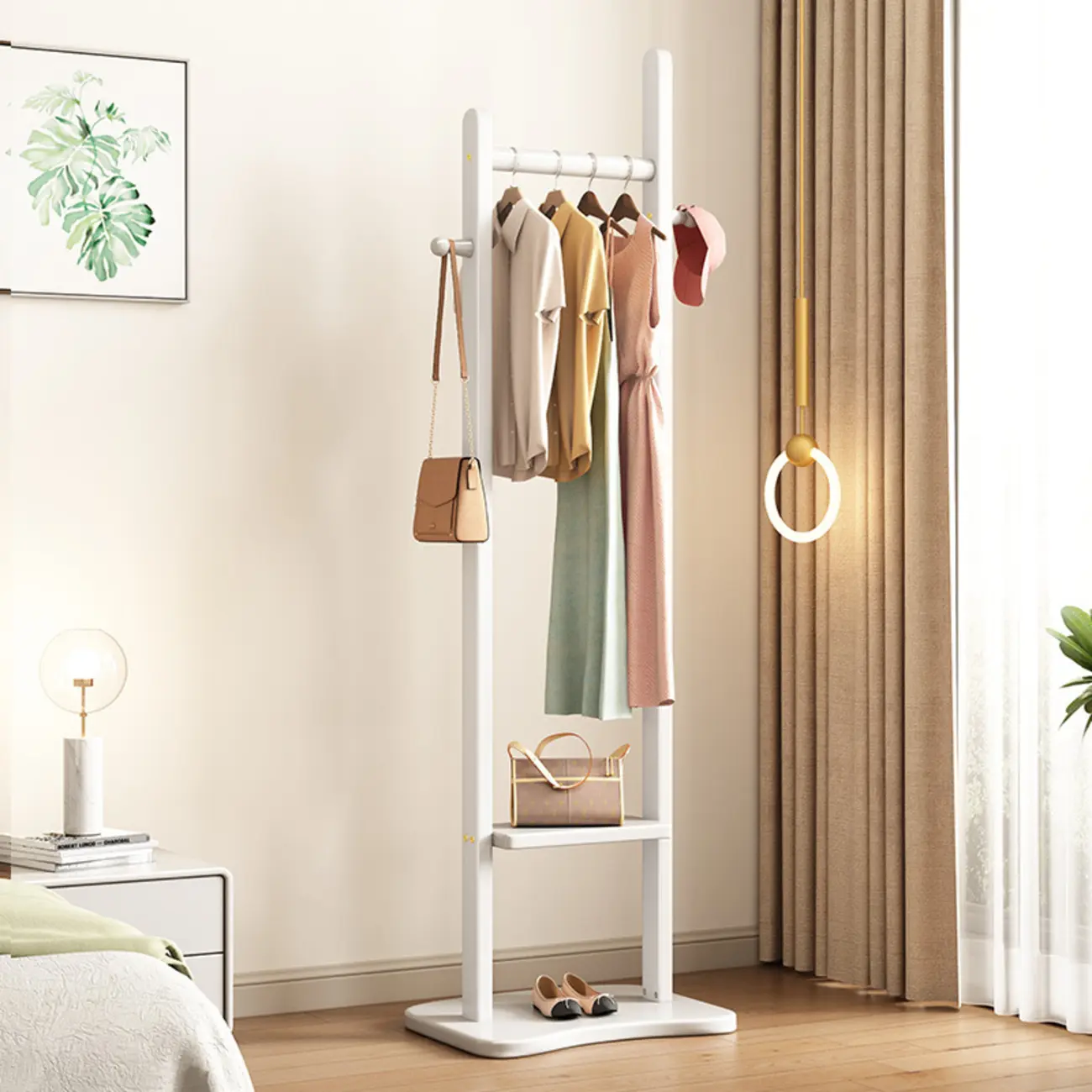 Scandinavian Wooden Coat Rack with Shelves & Stand Image - 2 | homeyfad