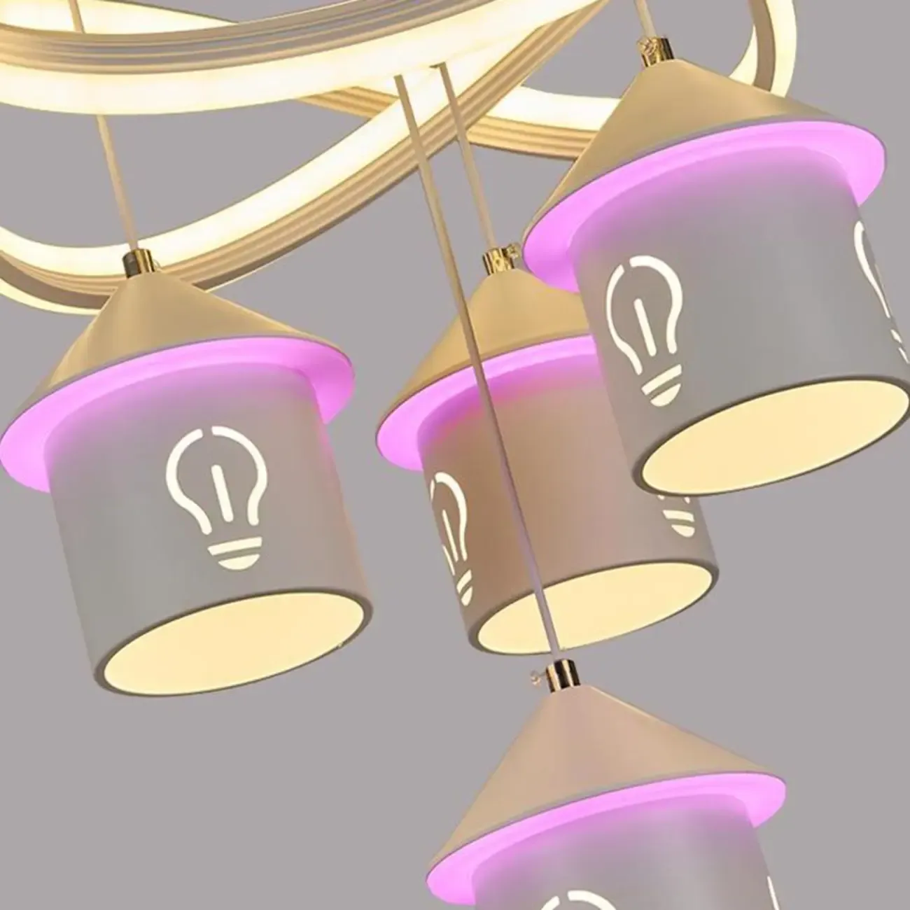 Modern 4-Light LED Chandelier with Unique House Design  Image - 9