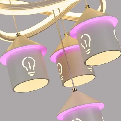 Modern 4-Light LED Chandelier with Unique House Design  Image - 9