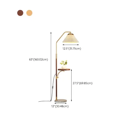 Oriental LED Floor Lamp with Attached End Table for Bedroom #size