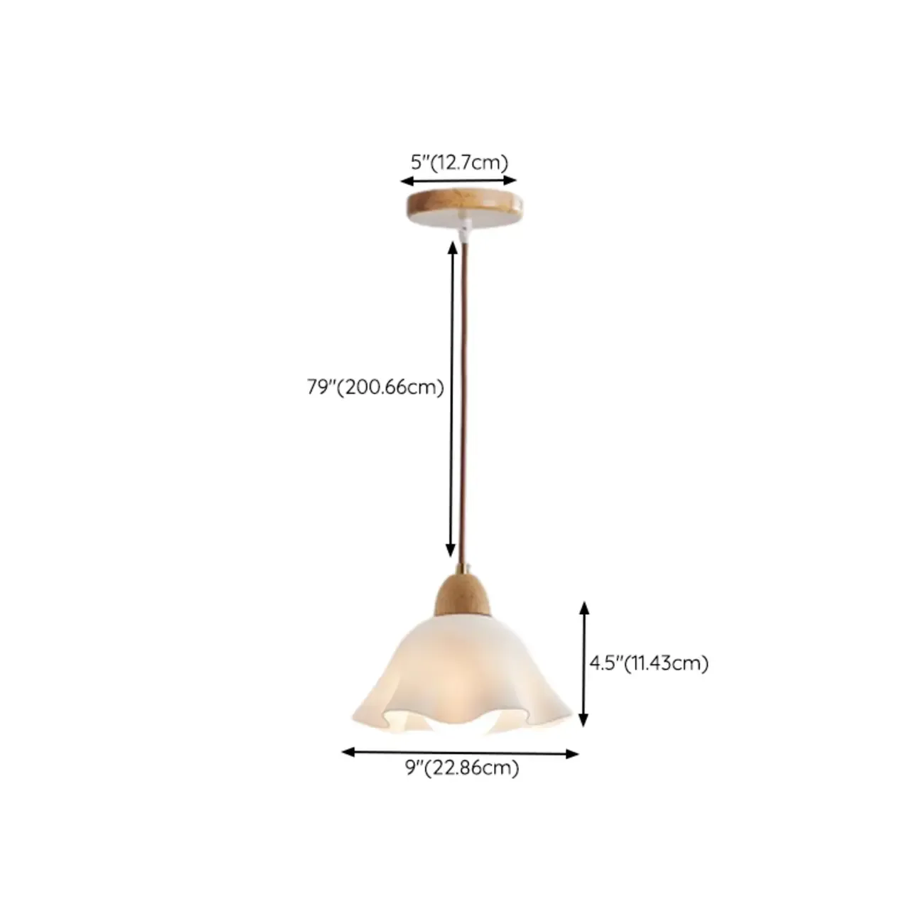 Modern White Floral Shade Pendant Lamp for Bedroom #size