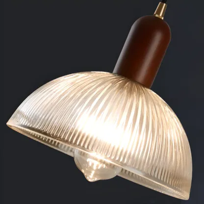Modern Stripe Glass Bowl Pendant Light for Living Room Image - 12