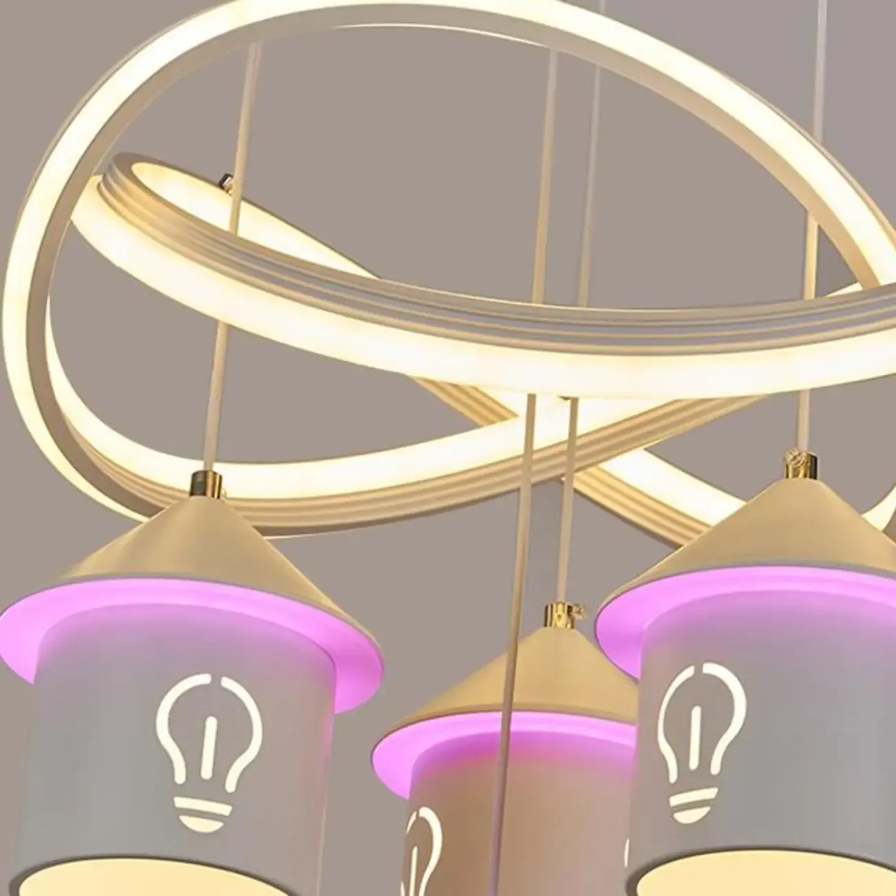 Modern 4-Light LED Chandelier with Unique House Design  Image - 10