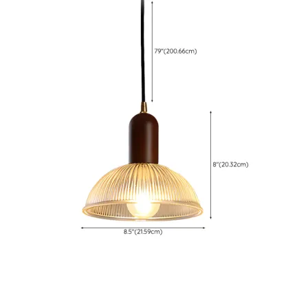Modern Stripe Glass Bowl Pendant Light for Living Room #size