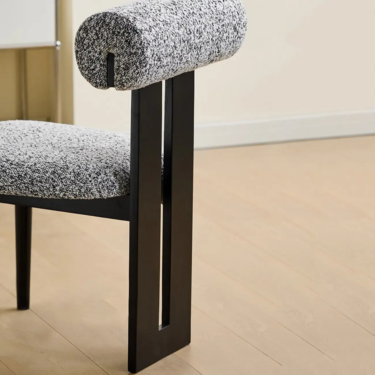 Scandinavian Faux Leather Upholstered Slat Back Dining Chair Image - 9