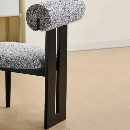 Scandinavian Faux Leather Upholstered Slat Back Dining Chair Image - 9