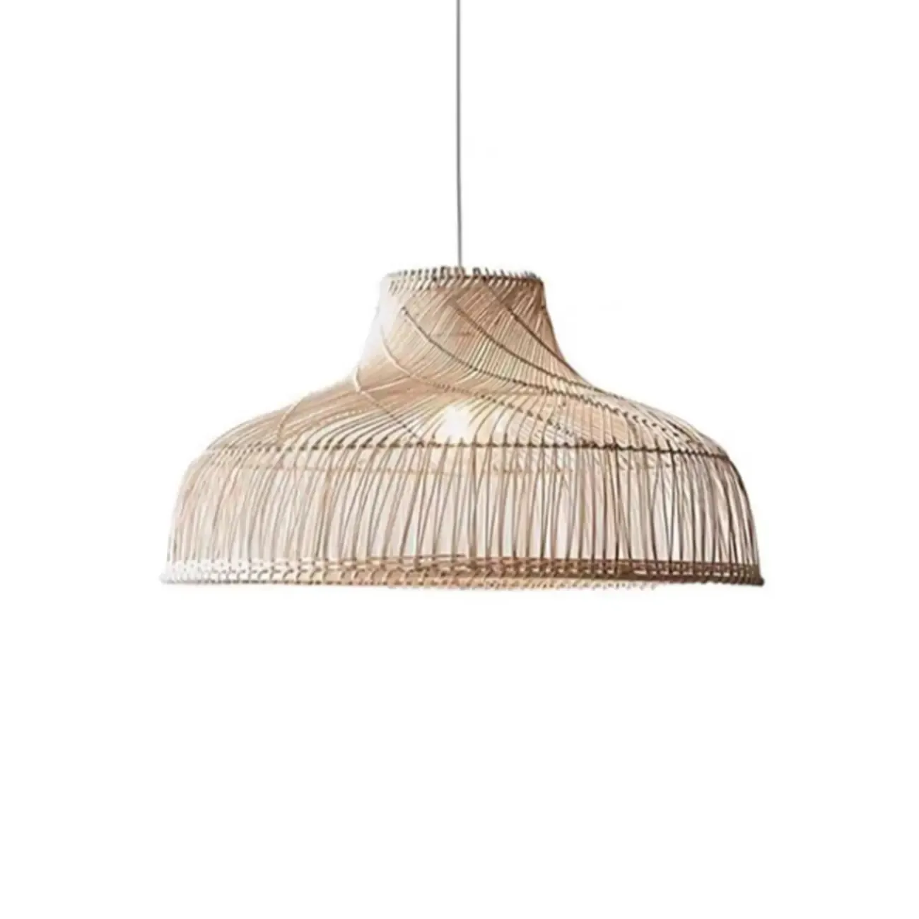 Wabi-Sabi Style Rattan Lantern LED Pendant Lamp for Living Room Image - 3