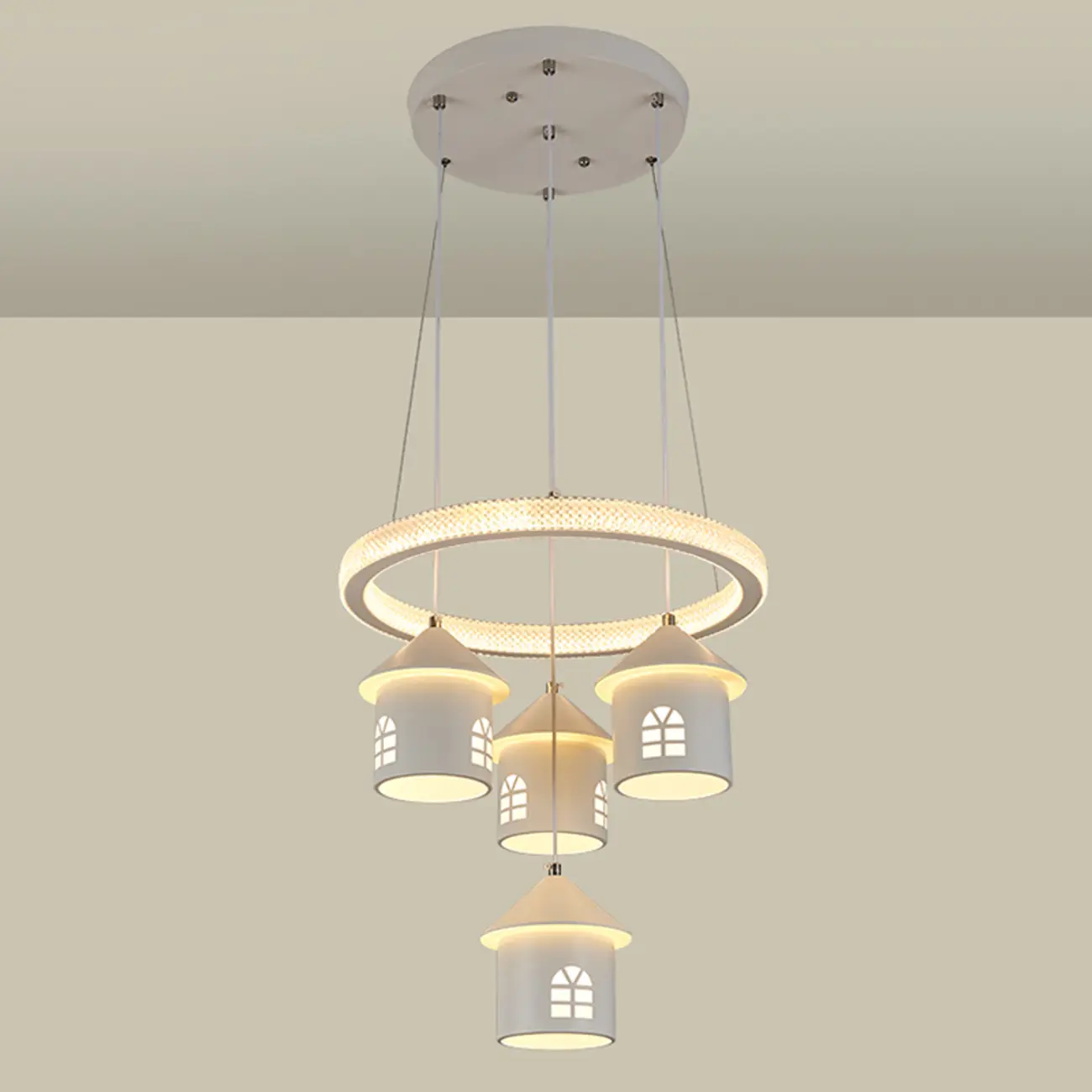 Modern 4-Light LED Chandelier with Unique House Design  Image - 12 | homeyfad