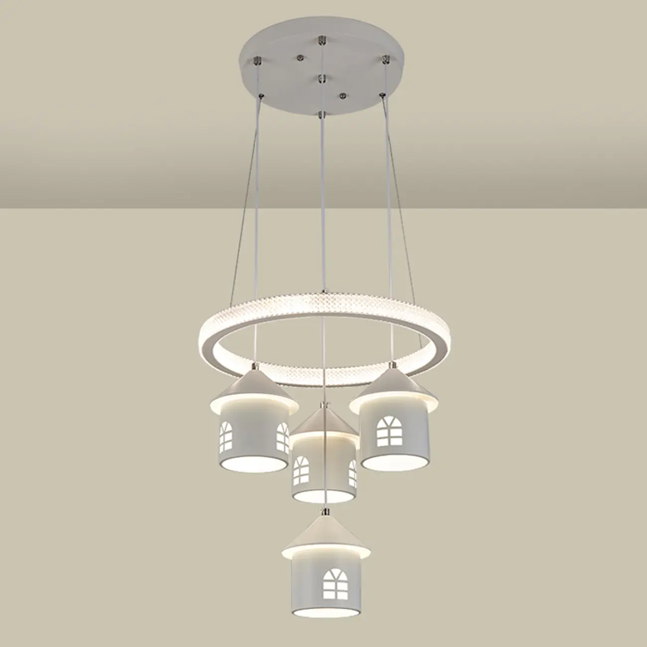 Modern 4-Light LED Chandelier with Unique House Design  Image - 13 | homeyfad