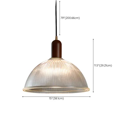 Modern Stripe Glass Bowl Pendant Light for Living Room Image - 16