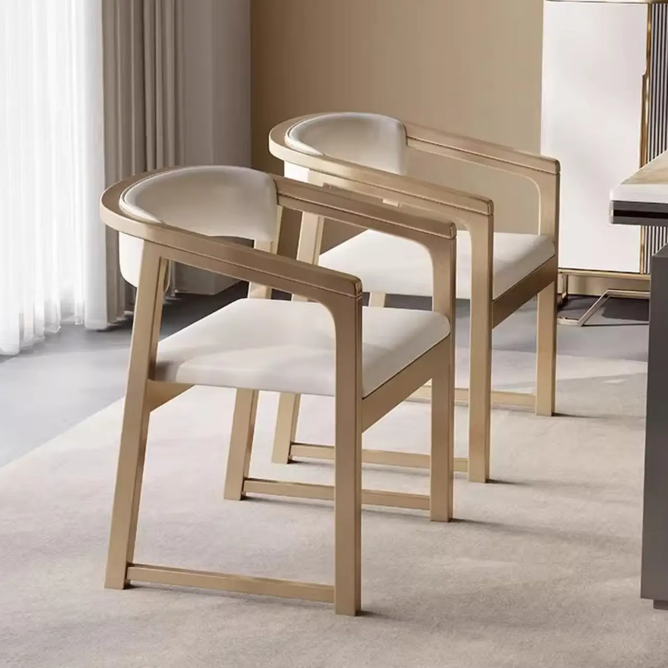 Modern Upholstered Metal Dining Arm Chair Image - 1 | homeyfad