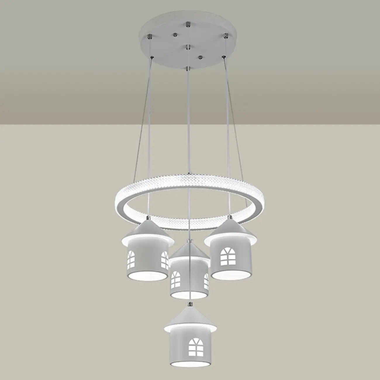 Modern 4-Light LED Chandelier with Unique House Design  Image - 14 | homeyfad