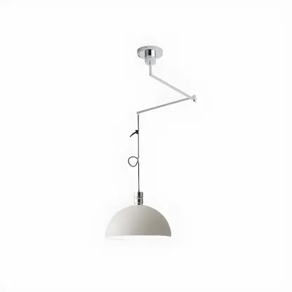 Minimalist White Half Bowl Pendant Lamp and Adjustable Metal Cord Image - 2