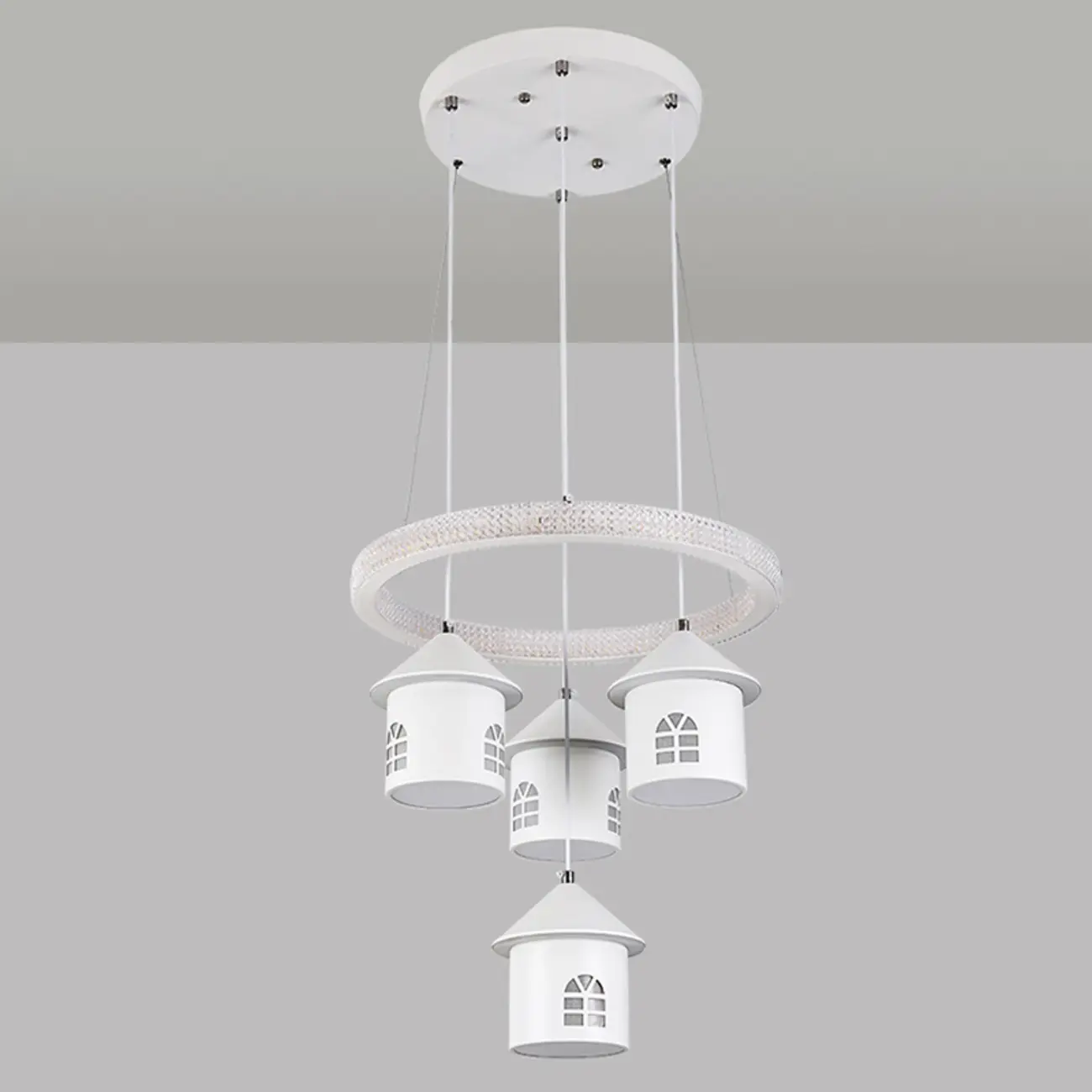 Modern 4-Light LED Chandelier with Unique House Design  Image - 15 | homeyfad