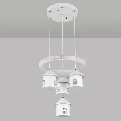 Modern 4-Light LED Chandelier with Unique House Design  Image - 15