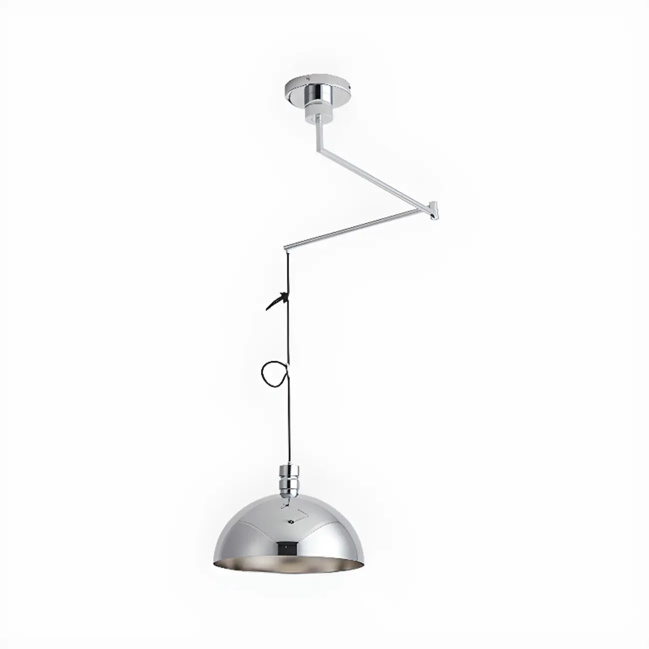Minimalist White Half Bowl Pendant Lamp and Adjustable Metal Cord Image - 3 | homeyfad
