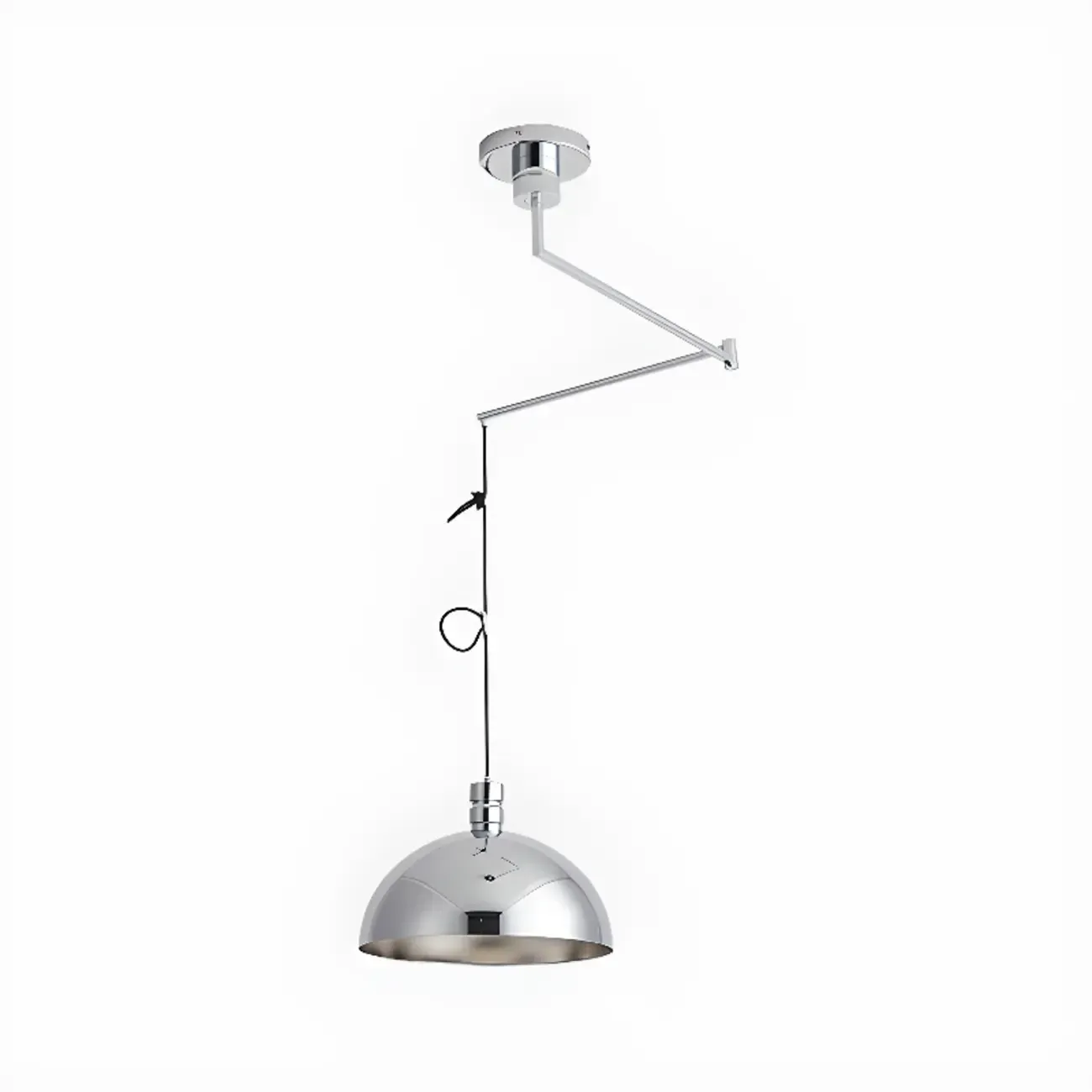 Minimalist White Half Bowl Pendant Lamp and Adjustable Metal Cord Image - 3