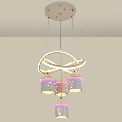 Modern 4-Light LED Chandelier with Unique House Design  Image - 16