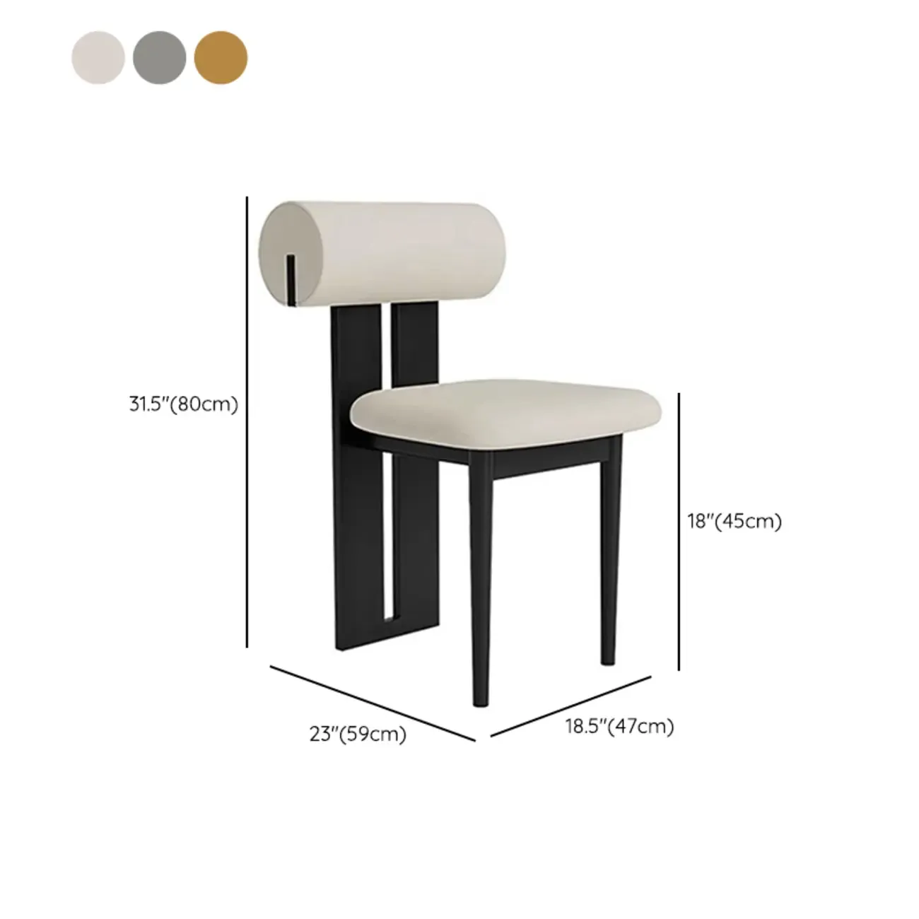Scandinavian Faux Leather Upholstered Slat Back Dining Chair #size