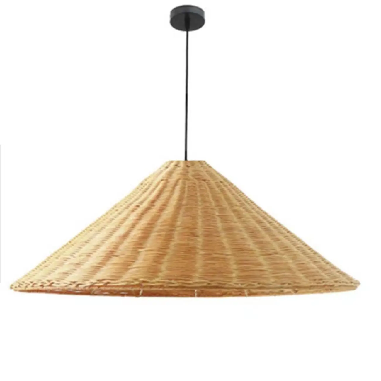 Southeast Asian Rattan Cone Pendant Light for Living Room Image - 5 | homeyfad