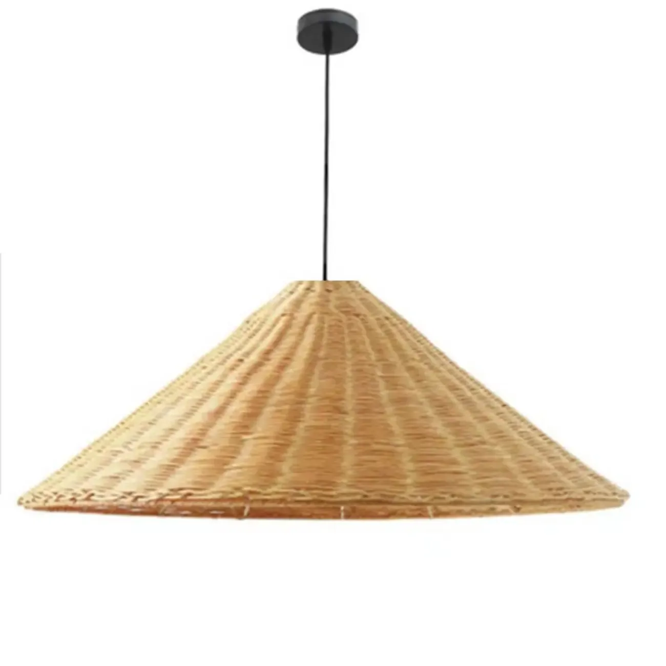 Southeast Asian Rattan Cone Pendant Light for Living Room Image - 5