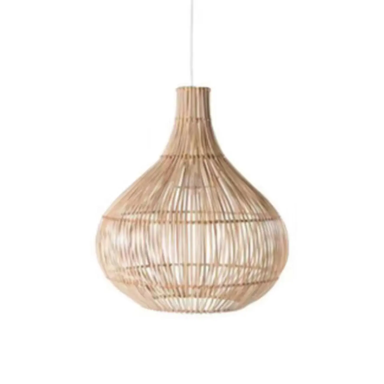 Wabi-Sabi Style Rattan Lantern LED Pendant Lamp for Living Room Image - 7 | homeyfad