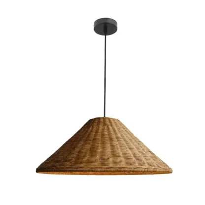 Southeast Asian Rattan Cone Pendant Light for Living Room Image - 6
