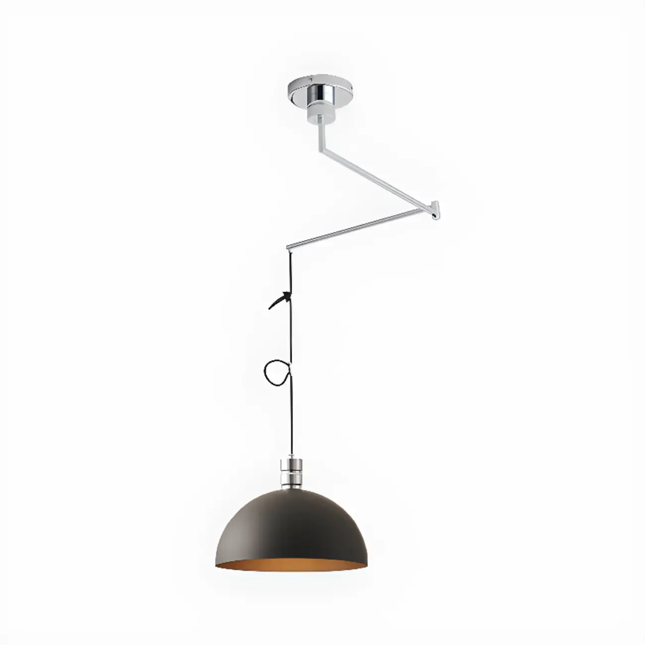Minimalist White Half Bowl Pendant Lamp and Adjustable Metal Cord Image - 5