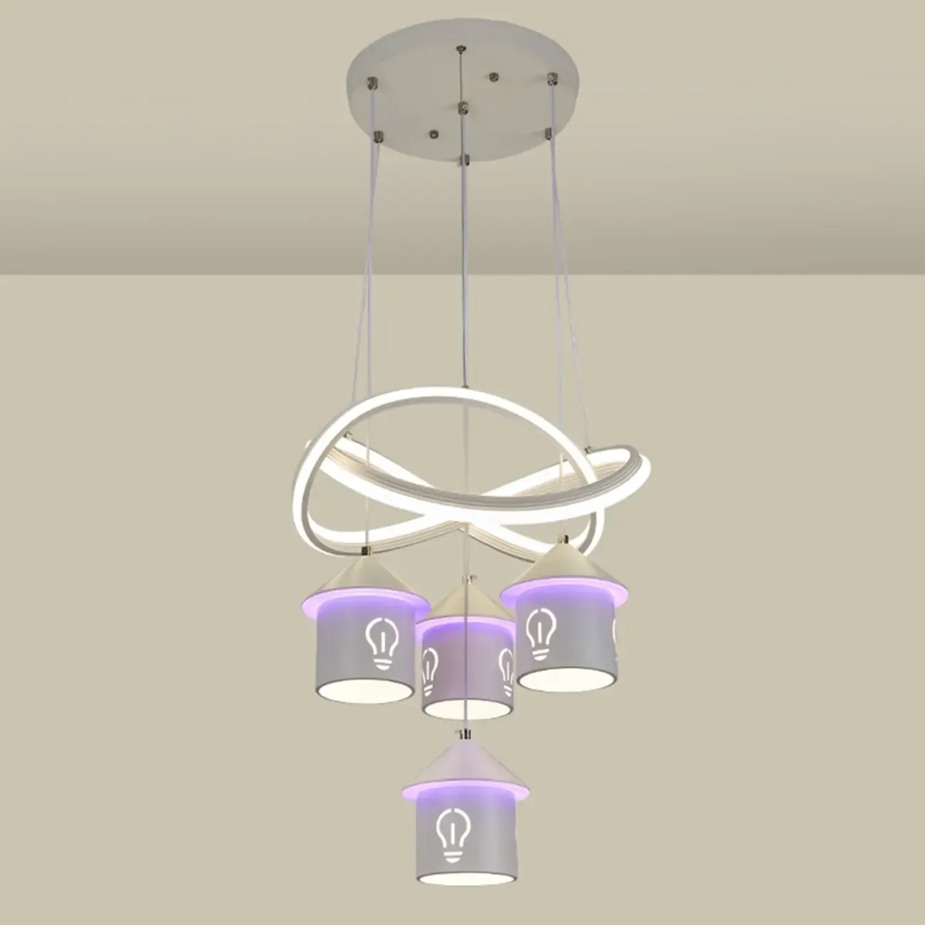 Modern 4-Light LED Chandelier with Unique House Design  Image - 18