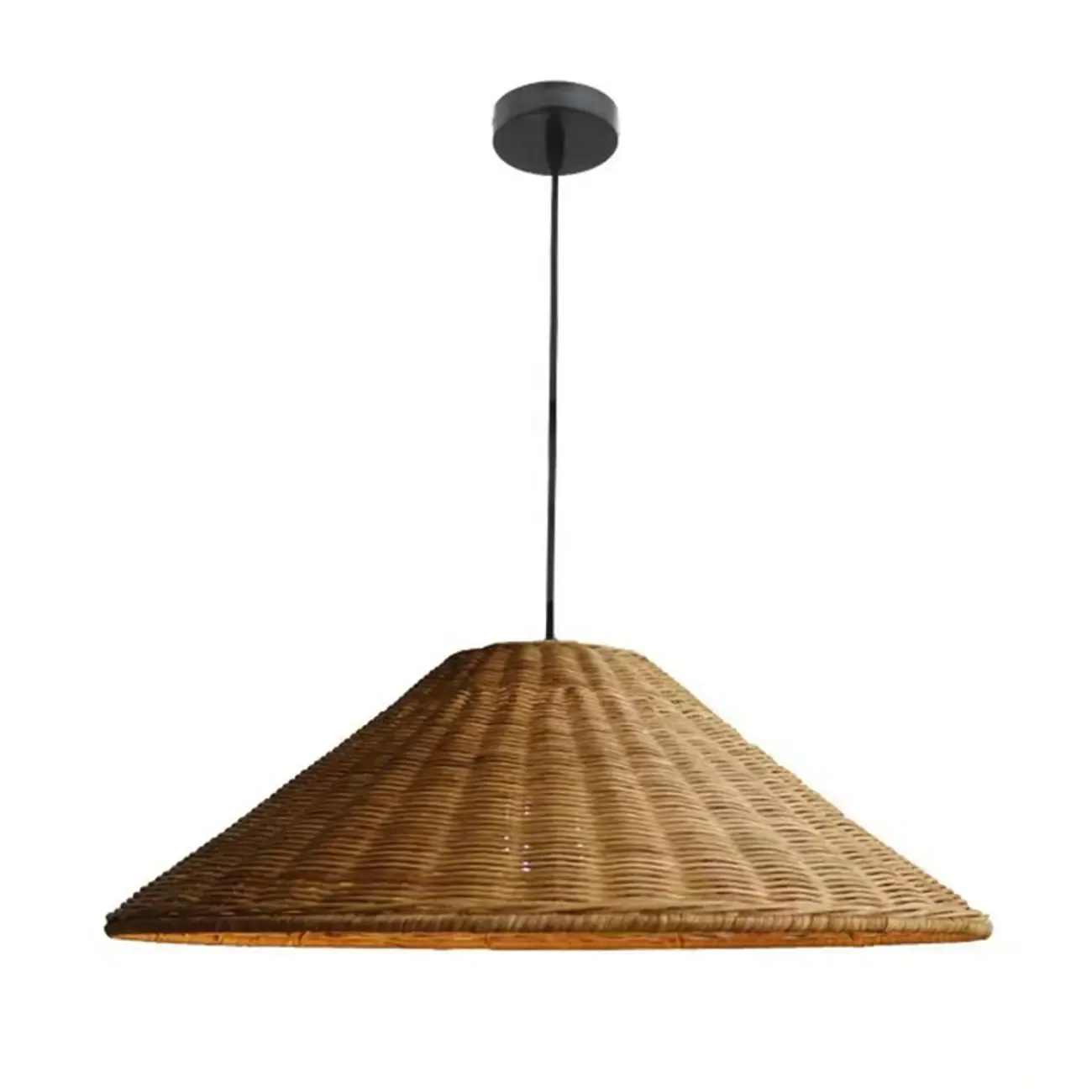 Southeast Asian Rattan Cone Pendant Light for Living Room Image - 7