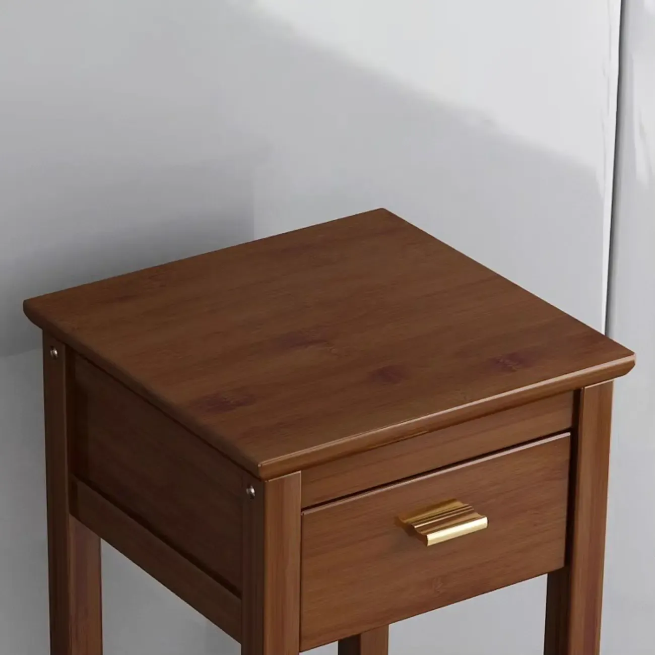 Simple Solid Wooden Nightstand with Drawers and Shelf Storage Image - 12