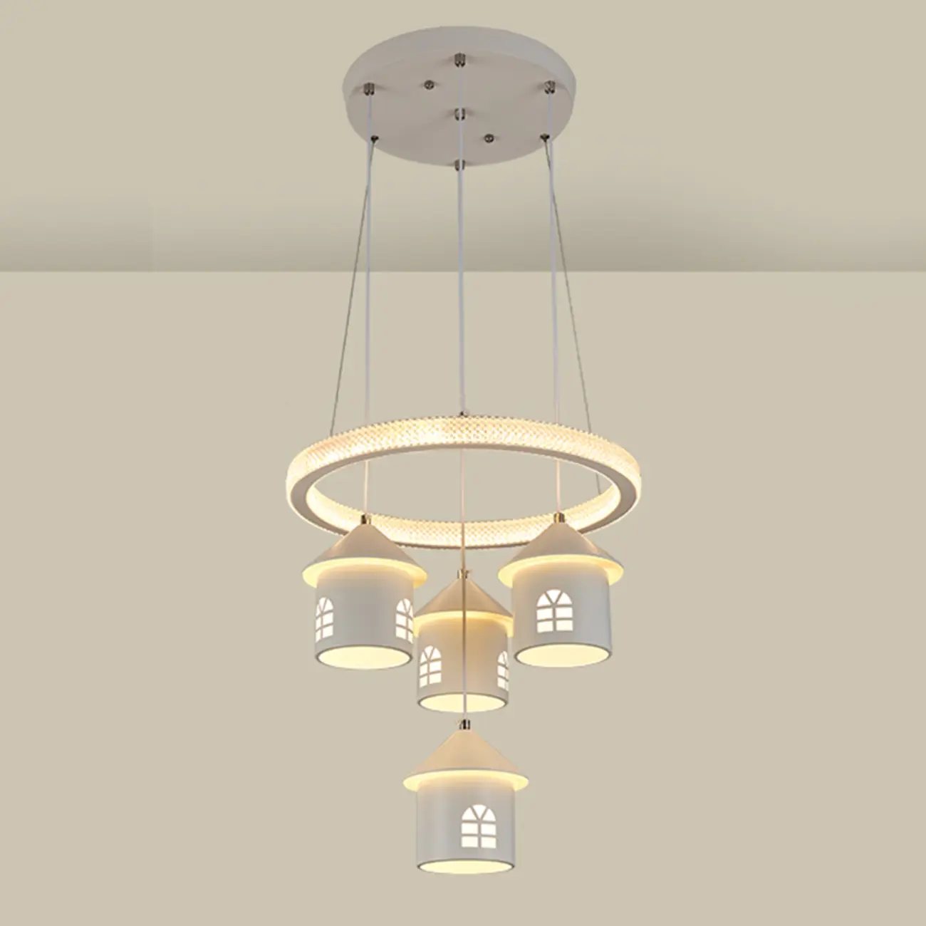 Modern 4-Light LED Chandelier with Unique House Design  Image - 19 | homeyfad