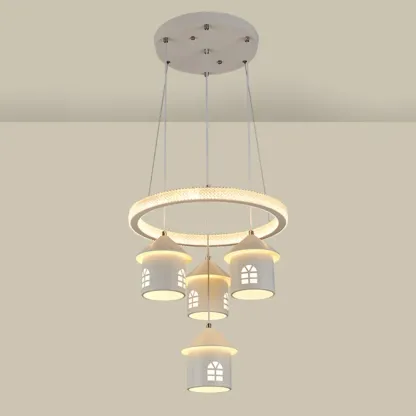 Modern 4-Light LED Chandelier with Unique House Design  Image - 19