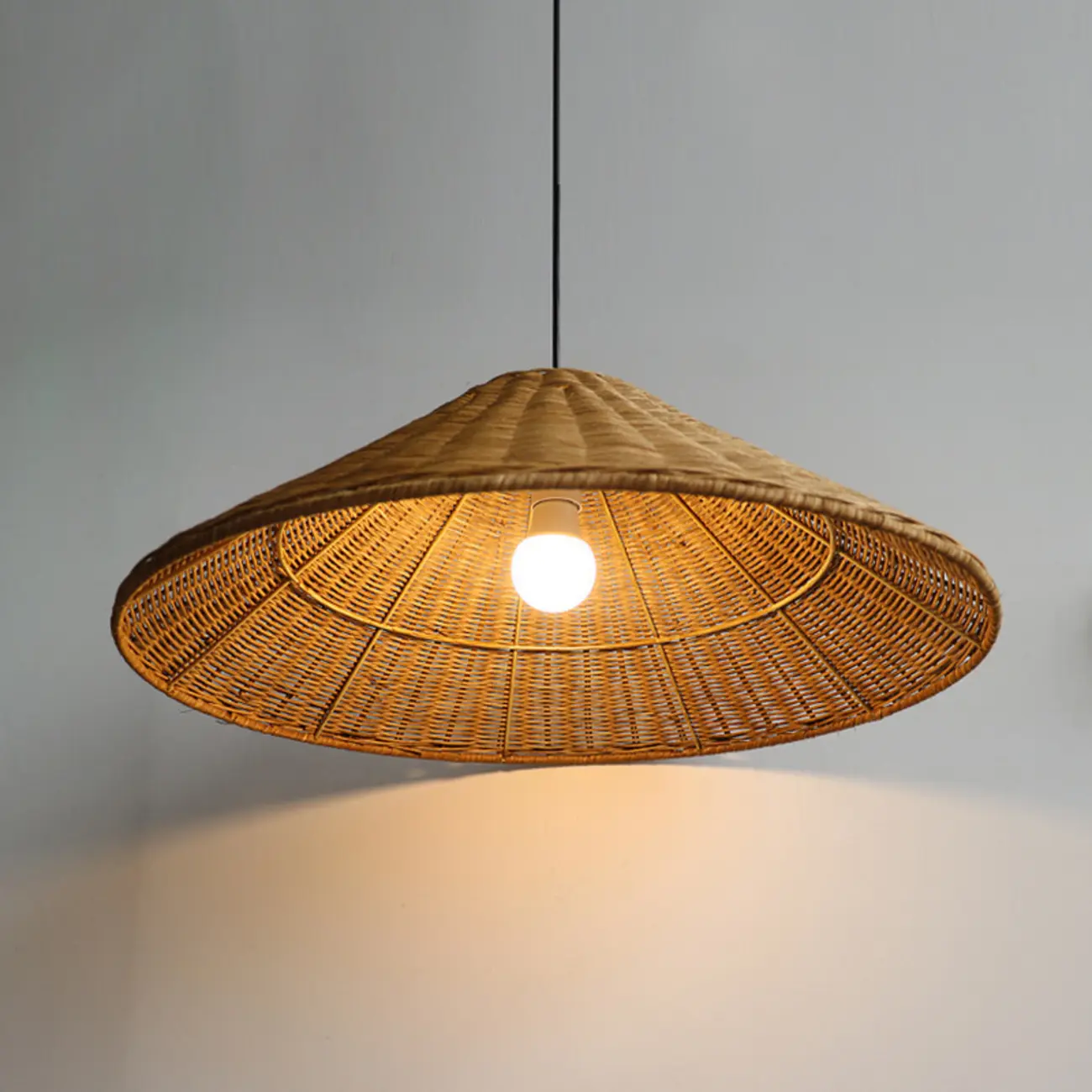 Southeast Asian Rattan Cone Pendant Light for Living Room Image - 8 | homeyfad