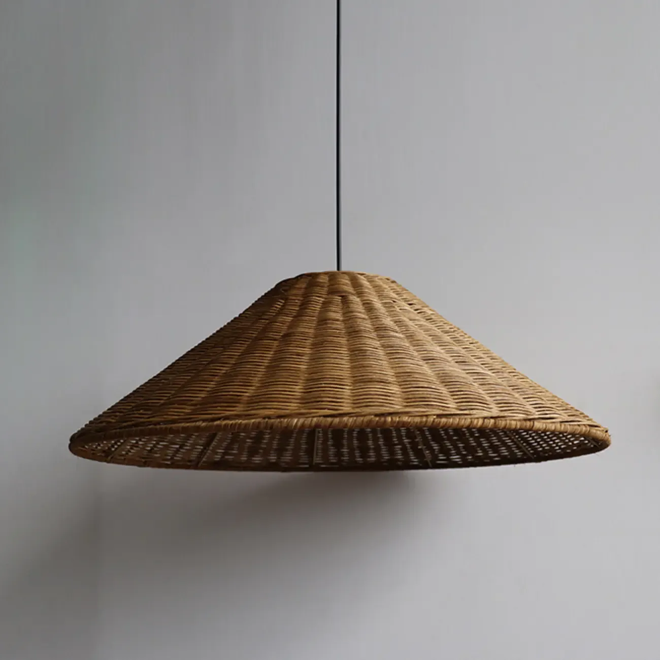 Southeast Asian Rattan Cone Pendant Light for Living Room Image - 9